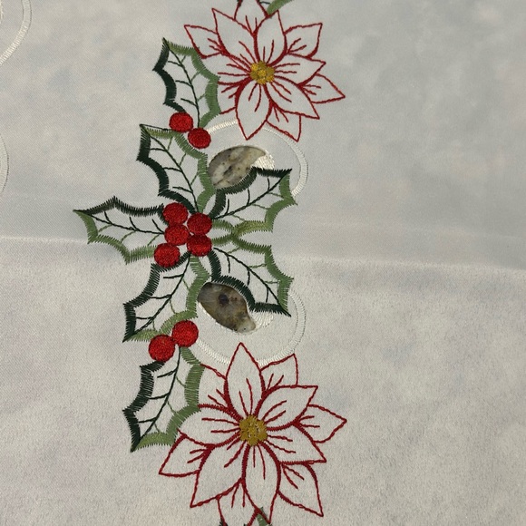 Festive Cardinal Embroidered Tablecloth - Picture 4 of 9